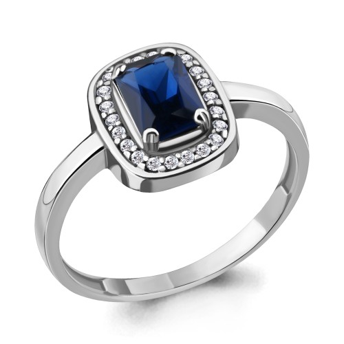 Серебро 925 пробы кольцо наносапфир родий 63902Б.5 AQUAMARINE 17(р)