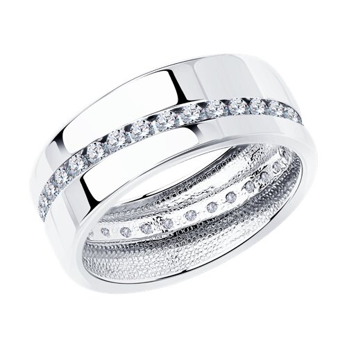 Серебро 925 пробы кольцо фианит родий 94110027 Sokolov 15.5(р)