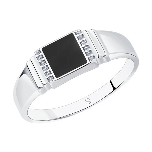 Серебро 925 пробы кольцо эмаль родий 94011324 Sokolov 19(р)