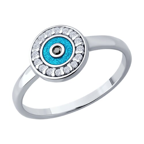 Серебро 925 пробы кольцо эмаль родий 94-110-02227-1 Diamant 16,5(р)