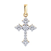 Серебро 925 пробы подвеска фианит золочение 93030615 Sokolov