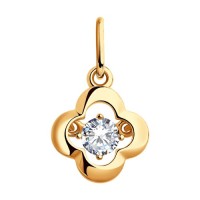 Серебро 925 пробы подвеска фианит золочение 93030375 Sokolov