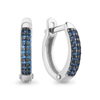 Серебро 925 пробы серьги наносапфир родий 400530Б.5 AQUAMARINE