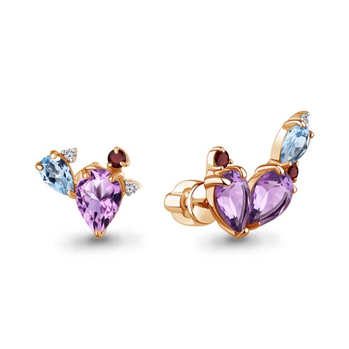 Серебро 925 пробы серьги пусеты золочение 450222517.6 AQUAMARINE