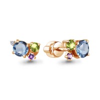 Серебро 925 пробы серьги пусеты золочение 45021840.6 AQUAMARINE