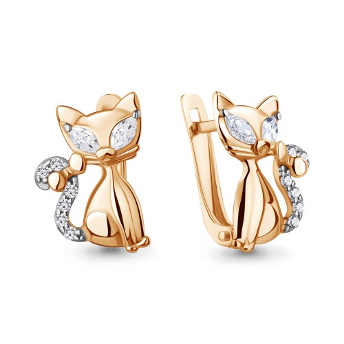 Серебро 925 пробы серьги детские фианит золочение 400515А.6 AQUAMARINE