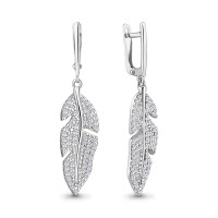 Серебро 925 пробы серьги фианит родий 49480А.5 AQUAMARINE