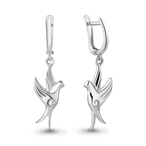 Серебро 925 пробы серьги родий 34029.5 AQUAMARINE
