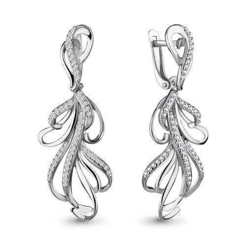 Серебро 925 пробы серьги фианит родий 42497А.5 AQUAMARINE