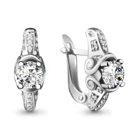 Серебро 925 пробы серьги фианит родий 42974А.5 AQUAMARINE