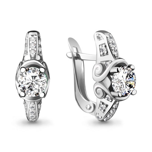 Серебро 925 пробы серьги фианит родий 42974А.5 AQUAMARINE