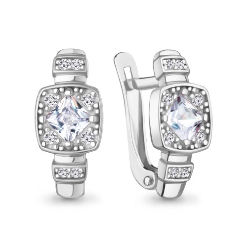 Серебро 925 пробы серьги фианит родий 400588А.5 AQUAMARINE