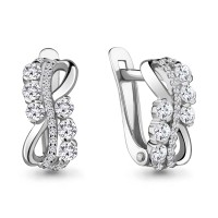 Серебро 925 пробы серьги фианит родий 45093А.5 AQUAMARINE