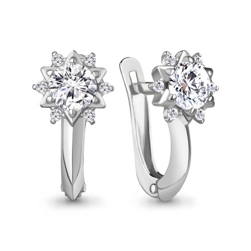 Серебро 925 пробы серьги фианит родий 400485А.5 AQUAMARINE