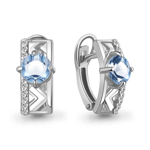 Серебро 925 пробы серьги топаз родий 4464005А.5 AQUAMARINE