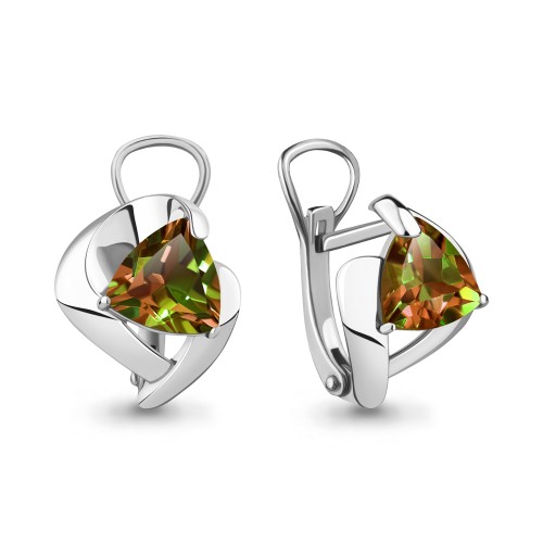 Серебро 925 пробы серьги султанит родий 4490319.5 AQUAMARINE