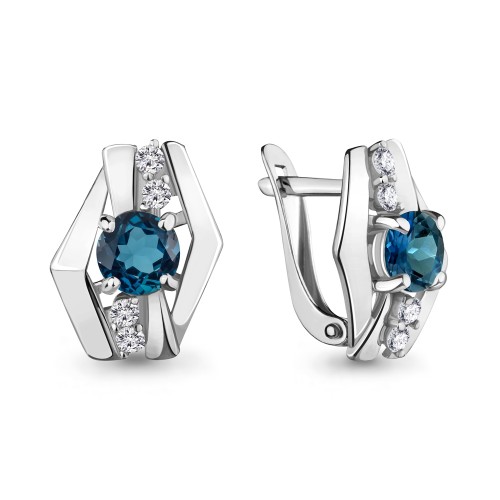 Серебро 925 пробы серьги лондон топаз родий 4481308А.5 AQUAMARINE