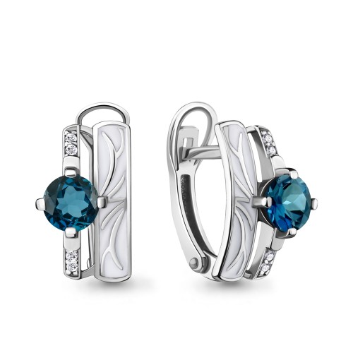 Серебро 925 пробы серьги лондон топаз родий 4463908А.5 AQUAMARINE