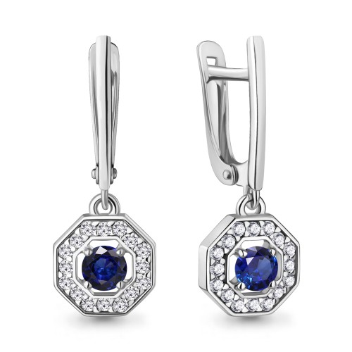 Серебро 925 пробы серьги наносапфир родий 450124АБ.5 AQUAMARINE