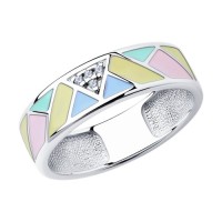 Серебро 925 пробы кольцо эмаль родий 94012114 Sokolov 16,5(р)