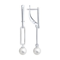 Серебро 925 пробы серьги жемчуг родий 94-121-02378-1 Diamant